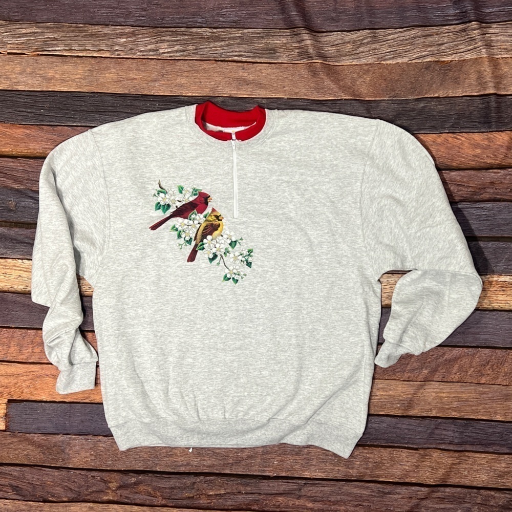 VTG Early 2000s Bird Animal Print Y2K Jumper Pullover Sweatshirt